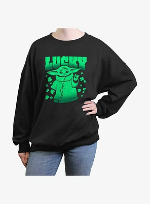 Star Wars The Mandalorian Grogu Lucky One Girls Oversized Sweatshirt