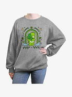 Care Bears Lucky Bear Green Rainbow Girls Oversized Sweatshirt