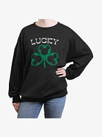 Disney Mickey Mouse Lucky Clover Girls Oversized Sweatshirt