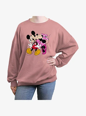 Disney Mickey Mouse & Minnie Hugs Kisses Girls Oversized Sweatshirt