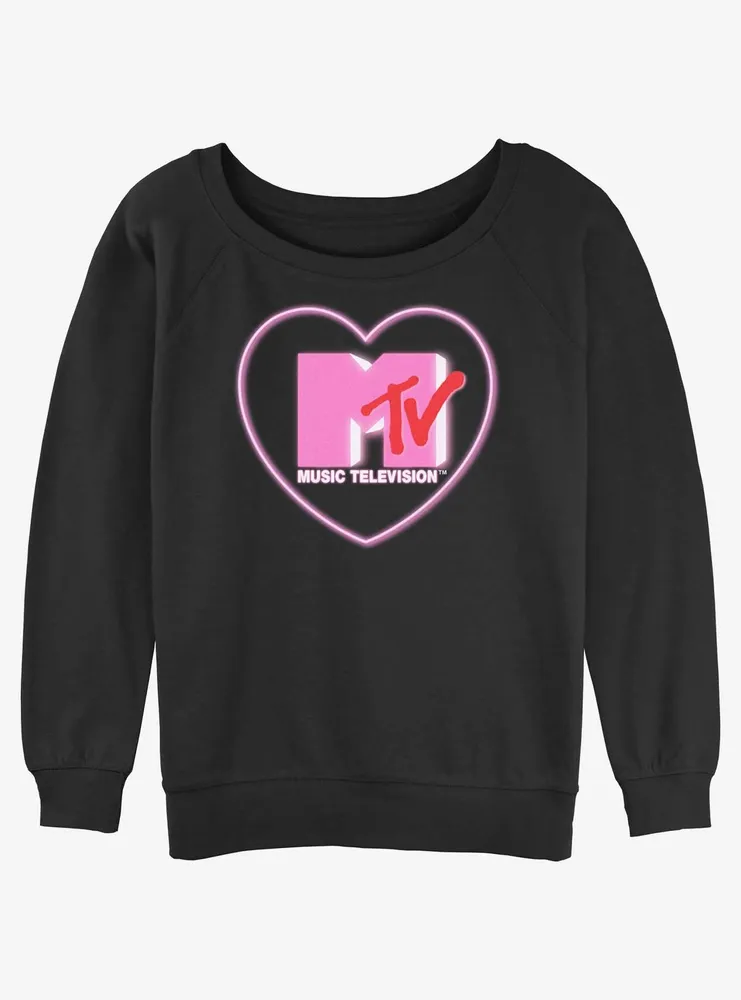 MTV Heart Love Logo Womens Slouchy Sweatshirt