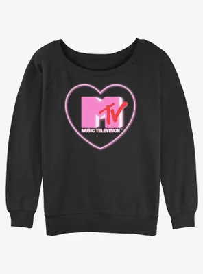 MTV Heart Love Logo Womens Slouchy Sweatshirt