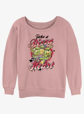 Teenage Mutant Ninja Turtles Pizza Heart Womens Slouchy Sweatshirt