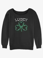 Disney Mickey Mouse Lucky Clover Womens Slouchy Sweatshirt