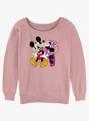 Disney Mickey Mouse Hugs and Kisses Womens Slouchy Sweatshirt