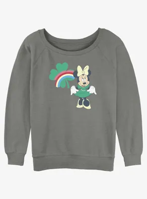 Disney Minnie Mouse Clover Rainbow Womens Slouchy Sweatshirt