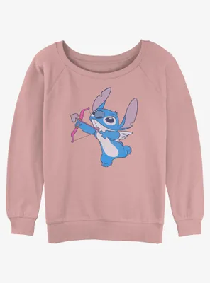 Disney Lilo & Stitch Love Shot Cupid Womens Slouchy Sweatshirt