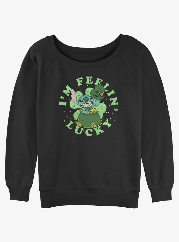 Disney Lilo & Stitch I'm Feelin Lucky Womens Slouchy Sweatshirt