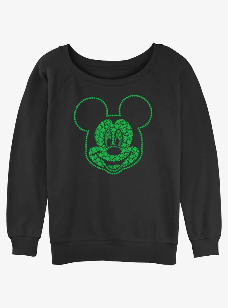 Disney Mickey Mouse Shamrocks Womens Slouchy Sweatshirt