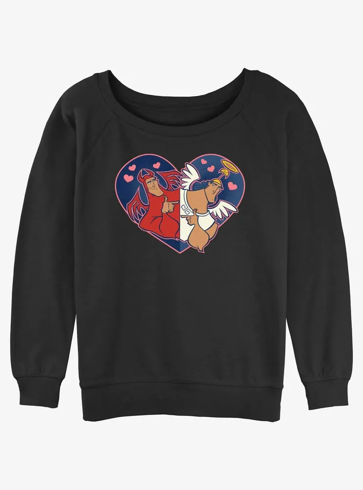 Disney The Emperor's New Groove Kronk Angel & Devil Heart Womens Slouchy Sweatshirt