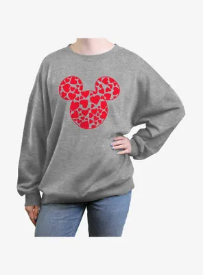 Disney Mickey Mouse Heart Ears Womens Oversized Sweatshirt