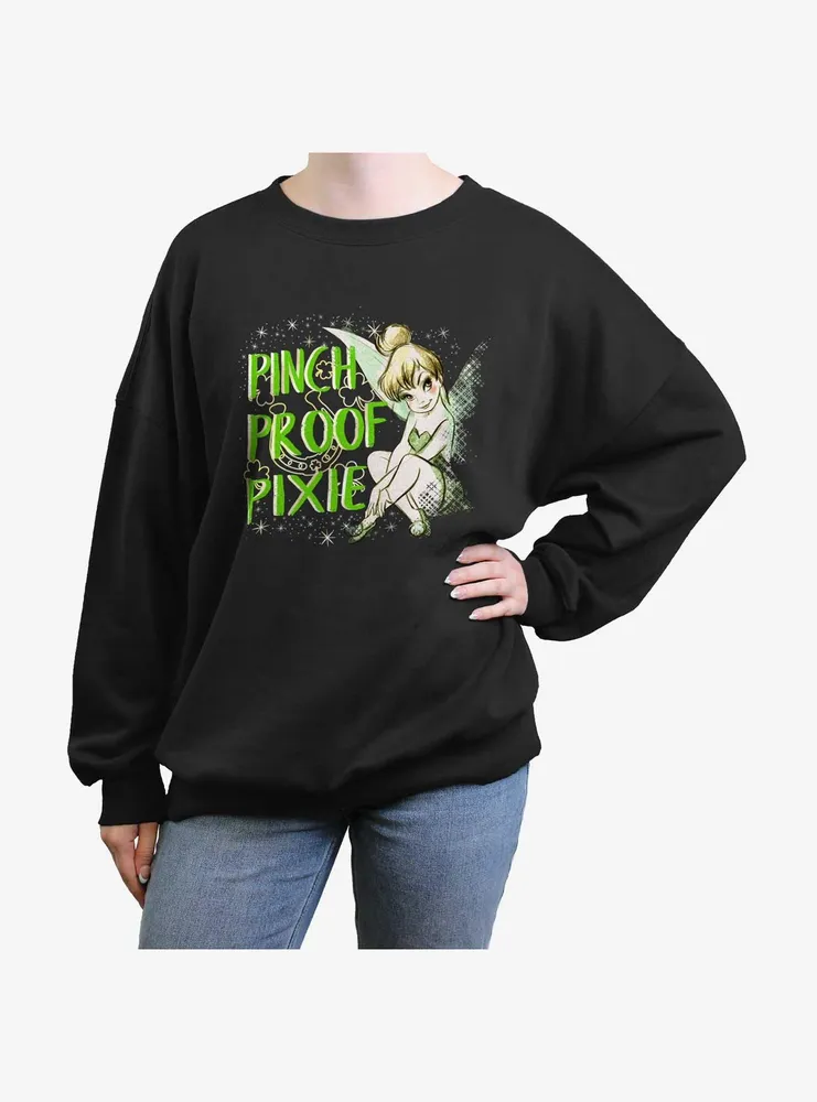 Disney Tinker Bell Pinch Proof Pixie Womens Oversized Sweatshirt