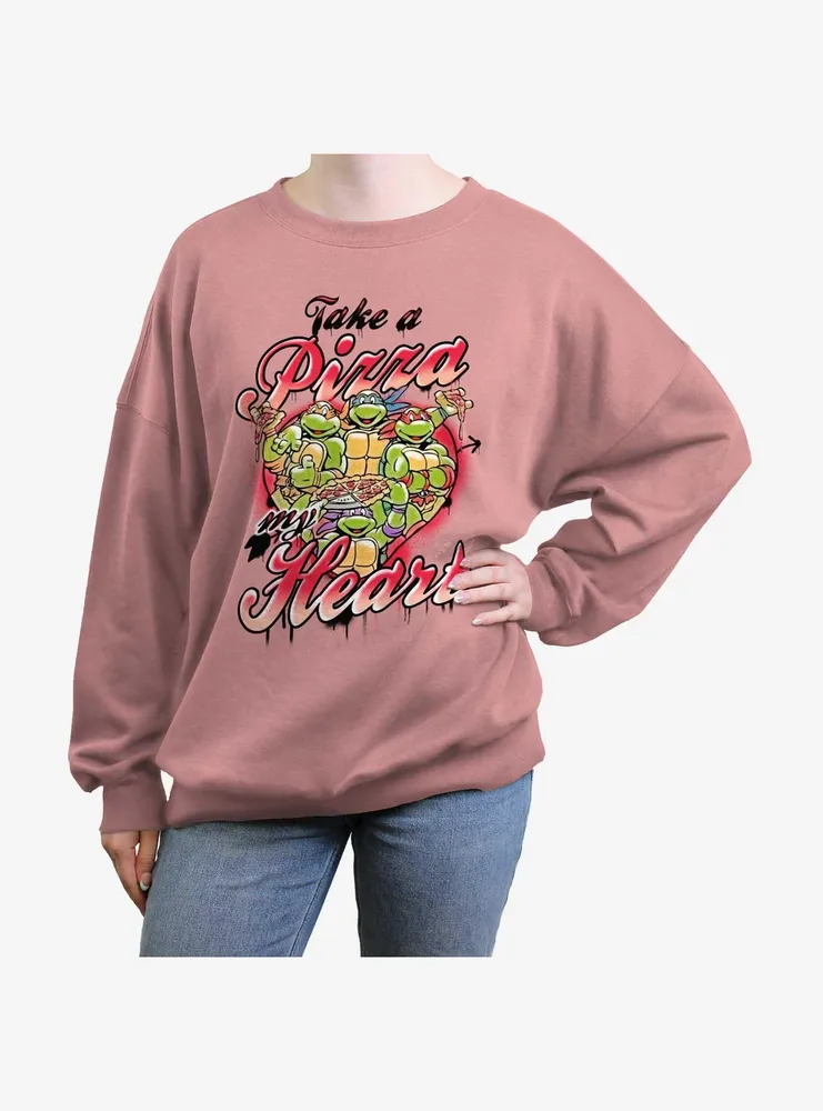 Teenage Mutant Ninja Turtles Pizza Heart Womens Oversized Sweatshirt