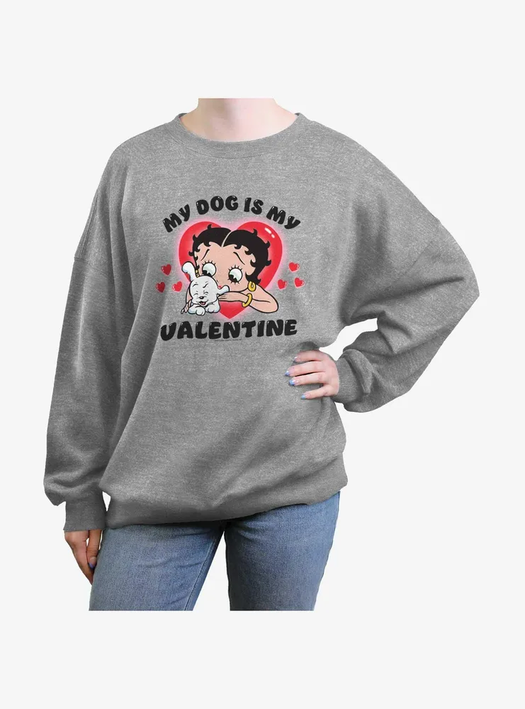 Betty Boop Valentines Dog Womens Oversized Sweatshirt