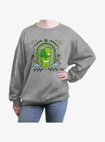 Care Bears Lucky Bear Green Rainbow Womens Oversized Sweatshirt