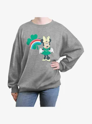 Disney Minnie Mouse Clover Rainbow Womens Oversized Sweatshirt