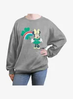 Disney Minnie Mouse Clover Rainbow Womens Oversized Sweatshirt