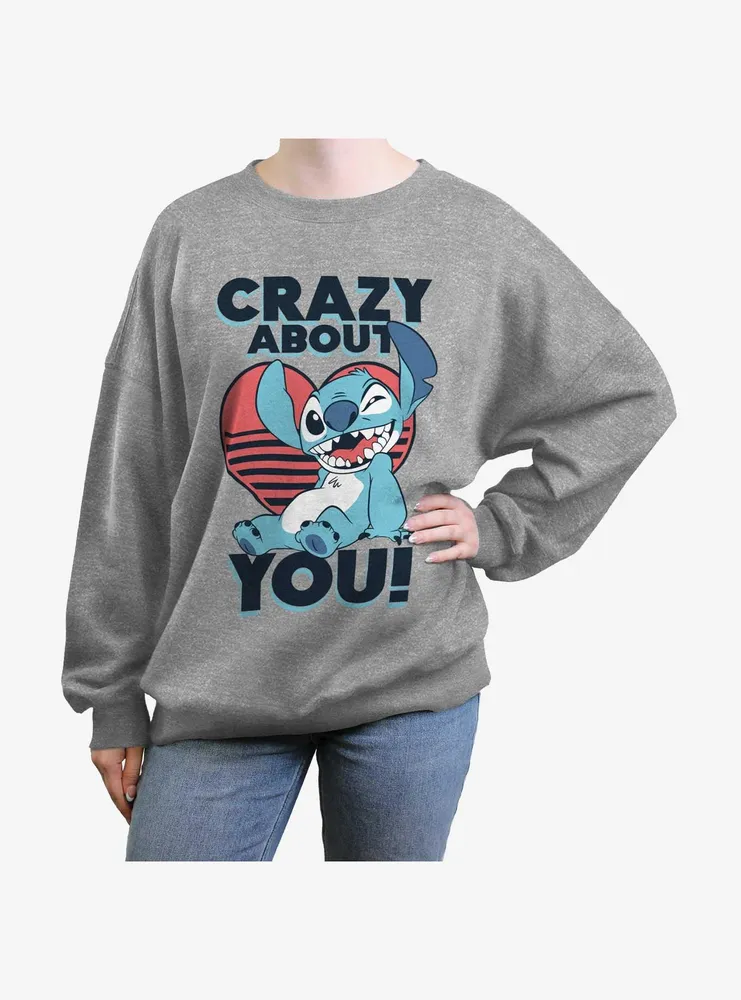 Disney Lilo & Stitch Crazy About You Womens Oversized Sweatshirt