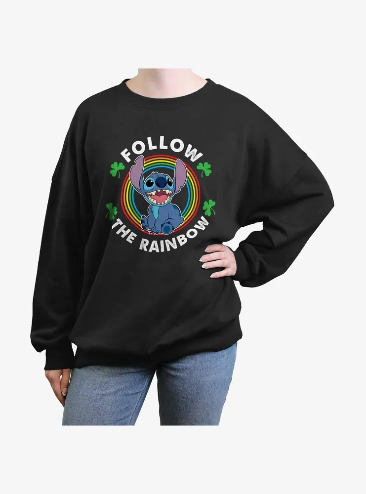 Disney Lilo & Stitch Follow The Rainbow Womens Oversized Sweatshirt