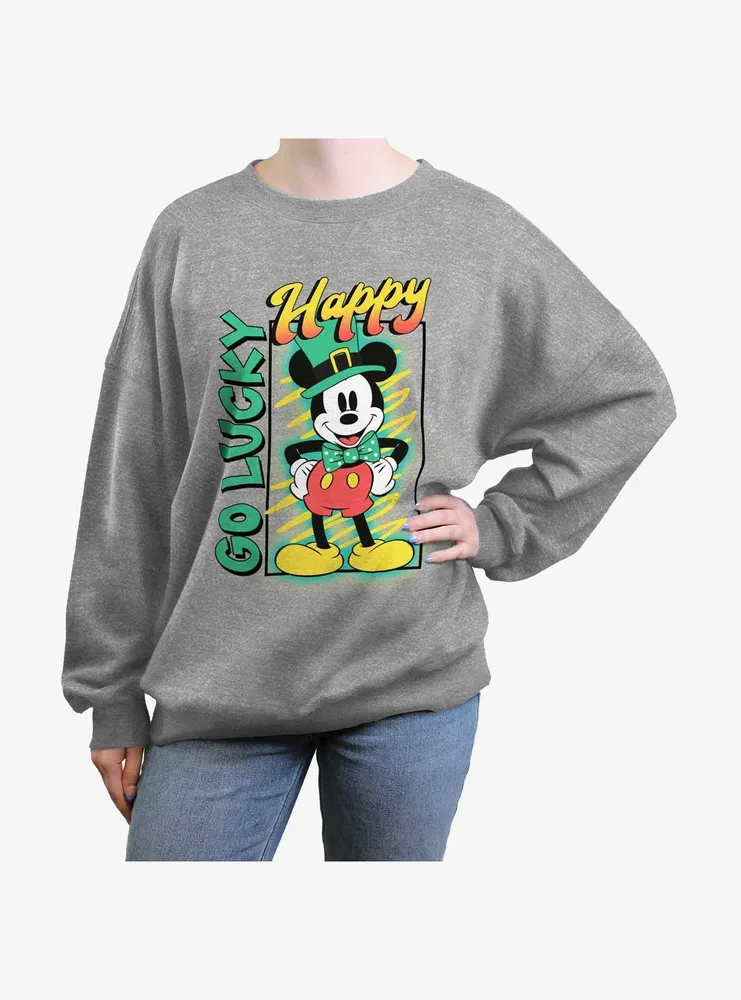 Disney Mickey Mouse Happy Go Lucky Womens Oversized Sweatshirt