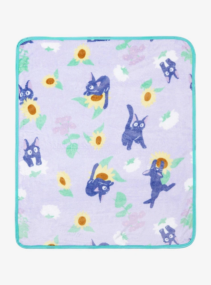 Studio Ghibli Kiki's Delivery Service Jiji Floral Allover Print Baby Blanket - BoxLunch Exclusive