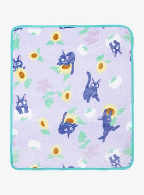 Studio Ghibli Kiki's Delivery Service Jiji Floral Allover Print Baby Blanket - BoxLunch Exclusive