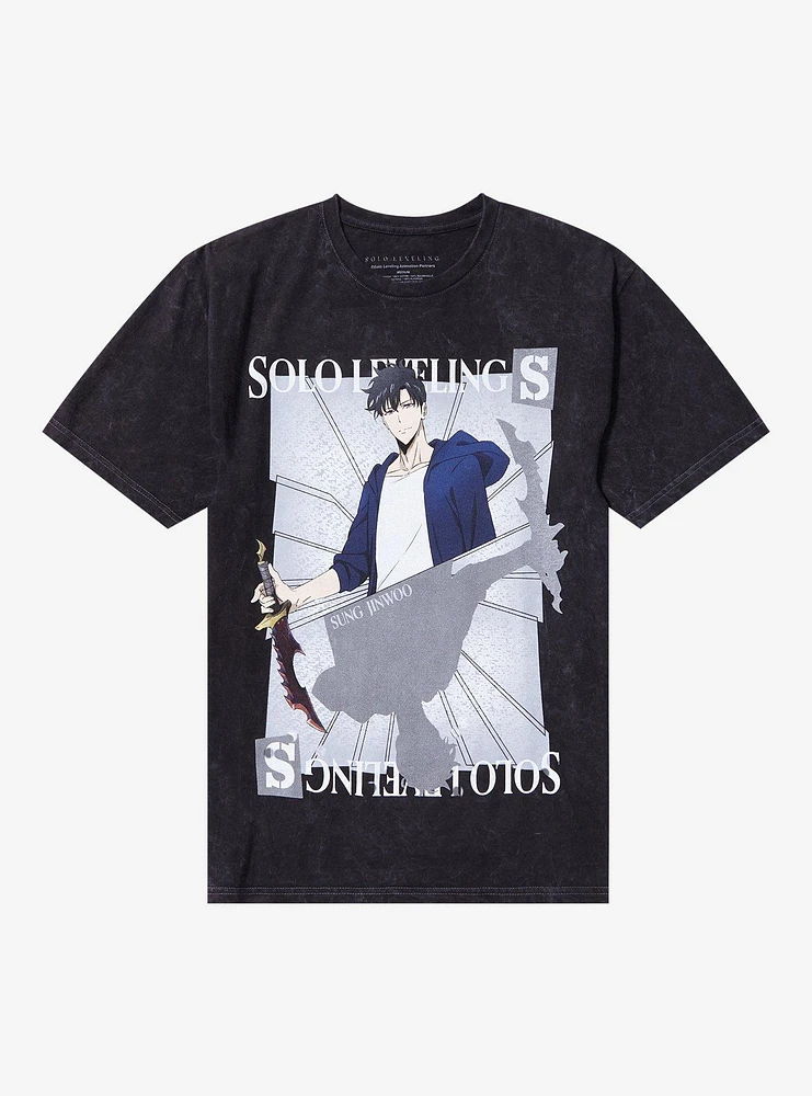 Solo Leveling Jinwoo Split Mineral Wash T-Shirt