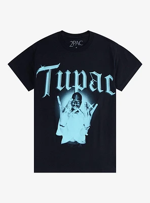 Tupac Hand Signs Portrait Boyfriend Fit Girls T-Shirt