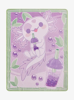 Axolotl Boba Purple Fleece Throw