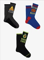 Unisex Novelty Food Athletic 3-Pair Crew Socks