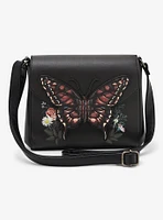 Dark Butterfly Floral Crossbody Bag