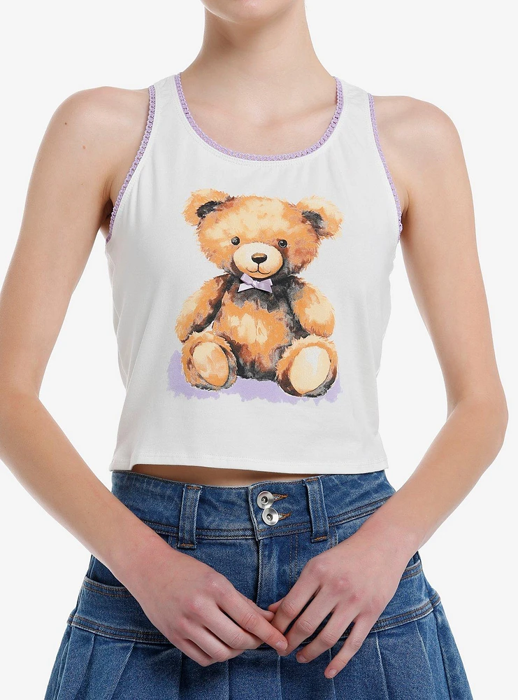 Sweet Society Teddy Bear Lavender Lace Girls Tank Top