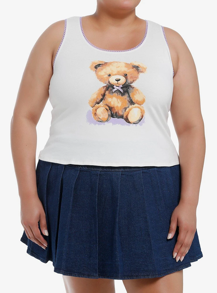 Sweet Society Teddy Bear Lavender Lace Girls Tank Top Plus