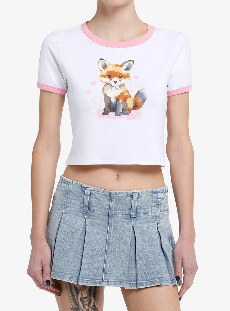 Sweet Society Baby Fox Pink Ringer Girls T-Shirt