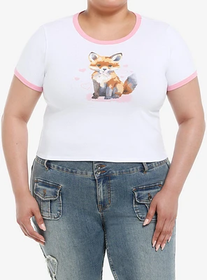 Sweet Society Baby Fox Pink Ringer Girls T-Shirt Plus