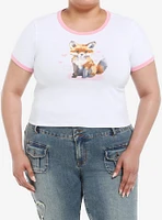 Sweet Society Baby Fox Pink Ringer Girls T-Shirt Plus