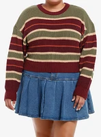 Thorn & Fable Autumn Maroon Girls Crop Knit Sweater Plus