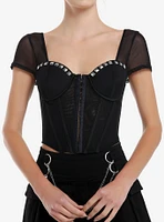 Black Pyramid Stud Mesh Girls Corset Top