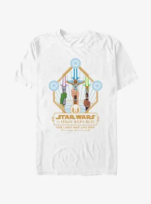 Star Wars Life Day Lightsaber Trio Badge T-Shirt