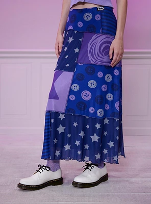 Coraline Patchwork Mesh Maxi Skirt