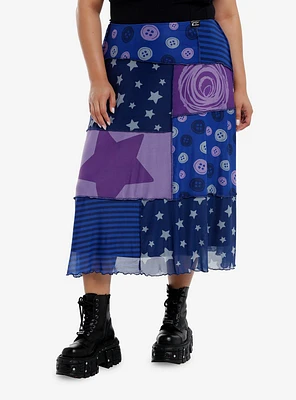 Coraline Patchwork Mesh Maxi Skirt Plus