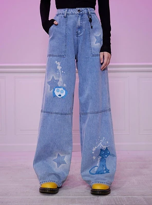 Coraline Spray Paint Wide Leg Jeans