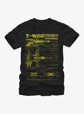 Star Wars X-Wing Schematics Extra Soft T-Shirt