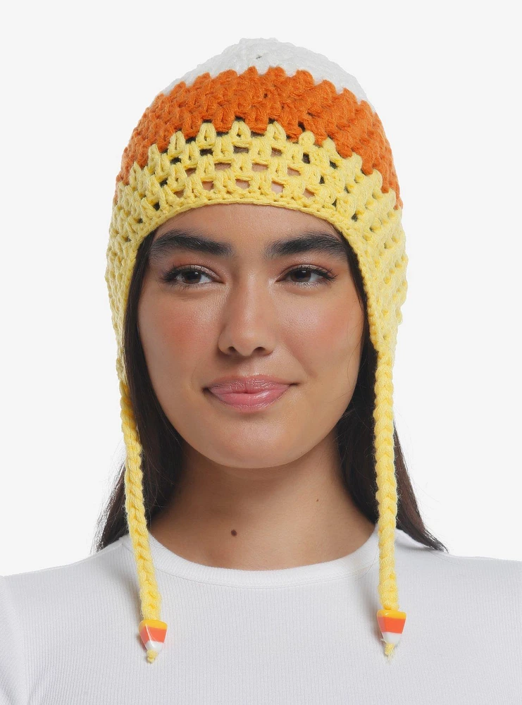 Candy Corn Knit Tassel Beanie