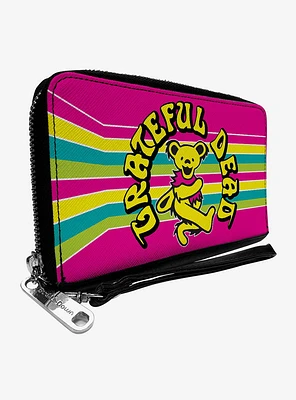 Grateful Dead Dancing Bear Icon Stripe Zip Around Wallet