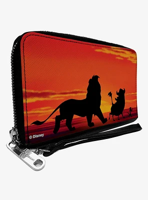 Disney The Lion King Simba Pumbaa Timon Sunset Zip Around Wallet