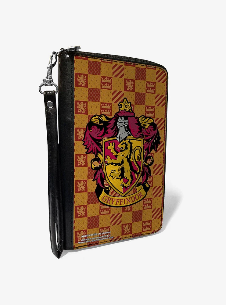 Harry Potter Gryffindor Crest Heraldry Checkers Zip Around Wallet