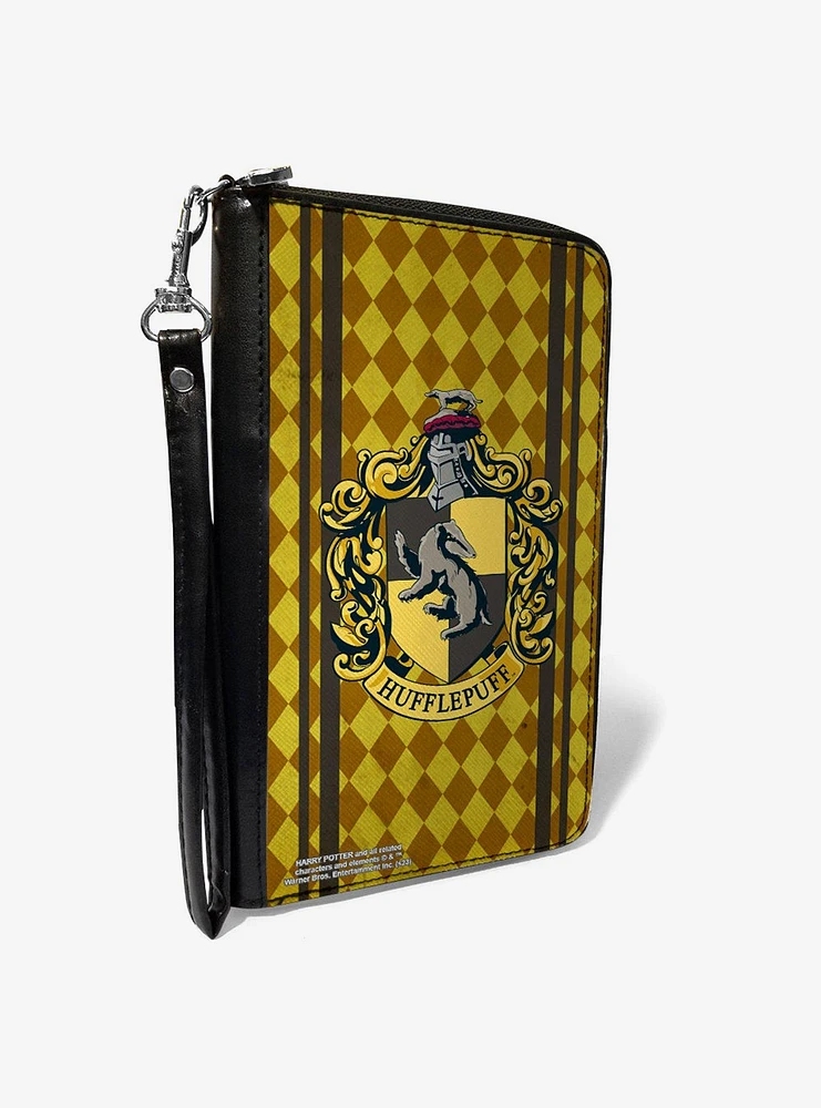 Harry Potter Hufflepuff Crest Stripes Diamonds Zip Around Wallet