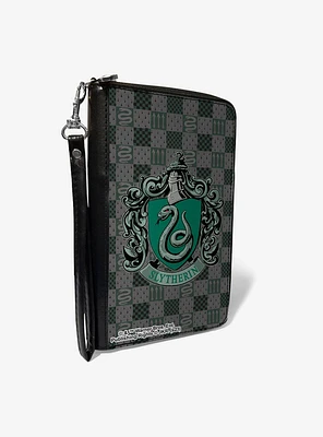 Harry Potter Slytherin Crest Heraldry Checkers Zip Around Wallet