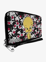 Looney Tunes Tweety Pose Sylvester Cat Expressions Zip Around Wallet